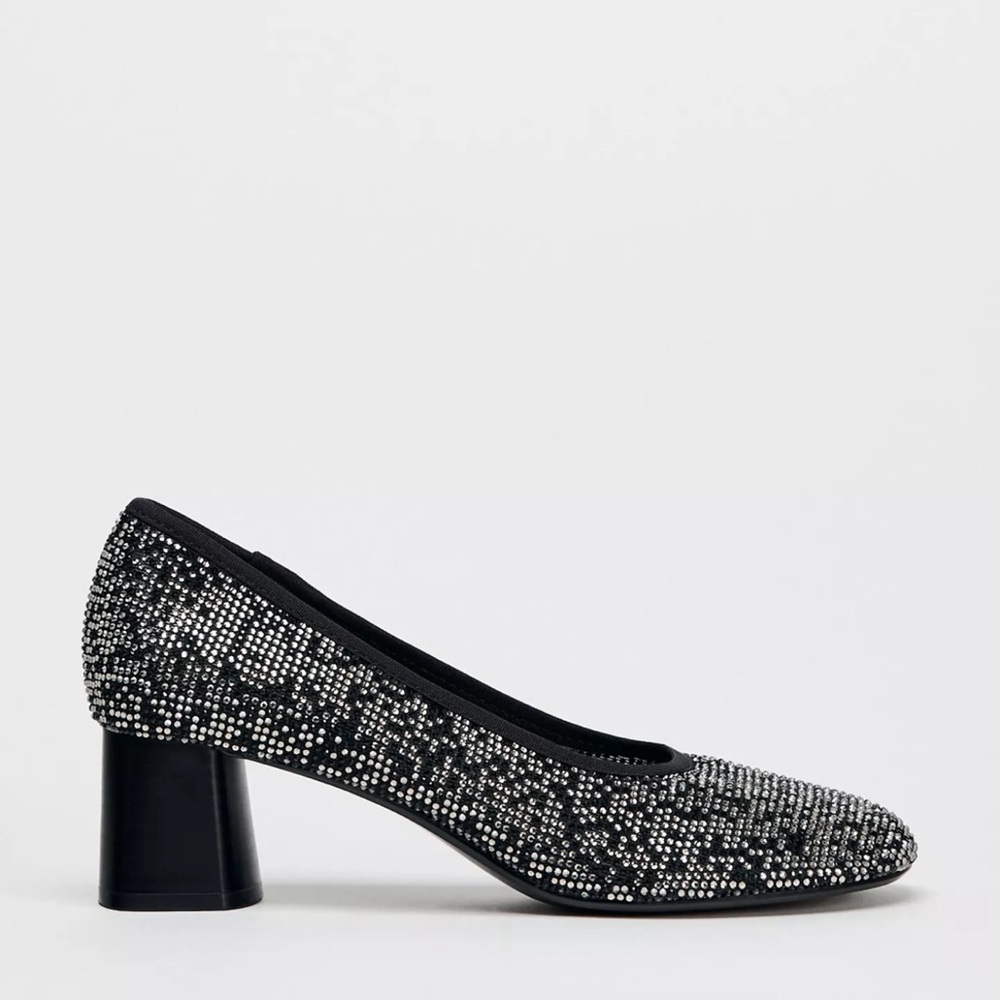 Zara black rhinestone heels size 8 brand new
